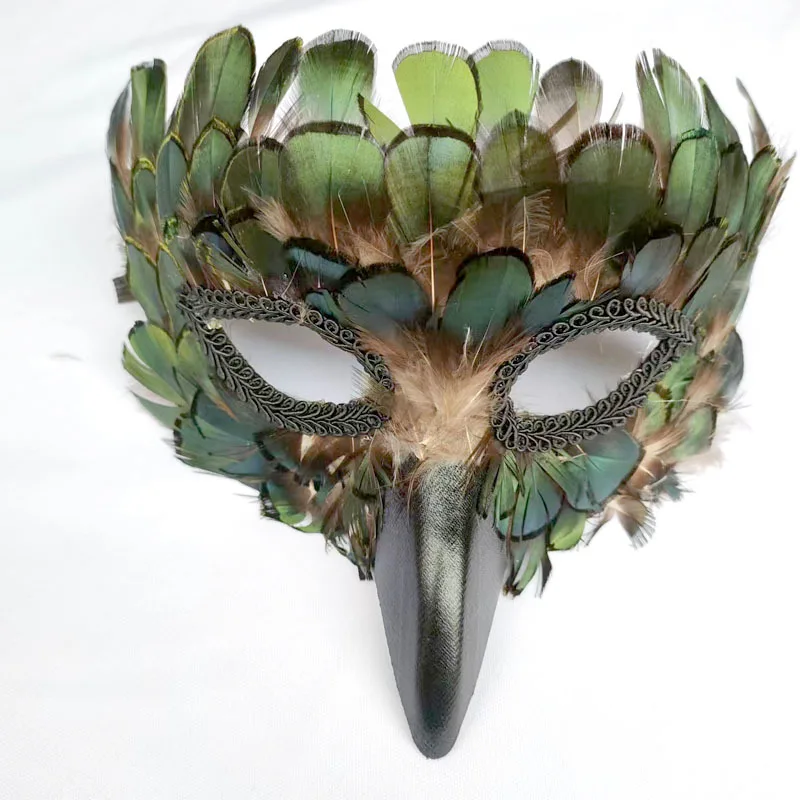 Máscara de pico de pájaro y plumas verdes - Kf sa c fa f a b f fbbc bf - Tenue de festival