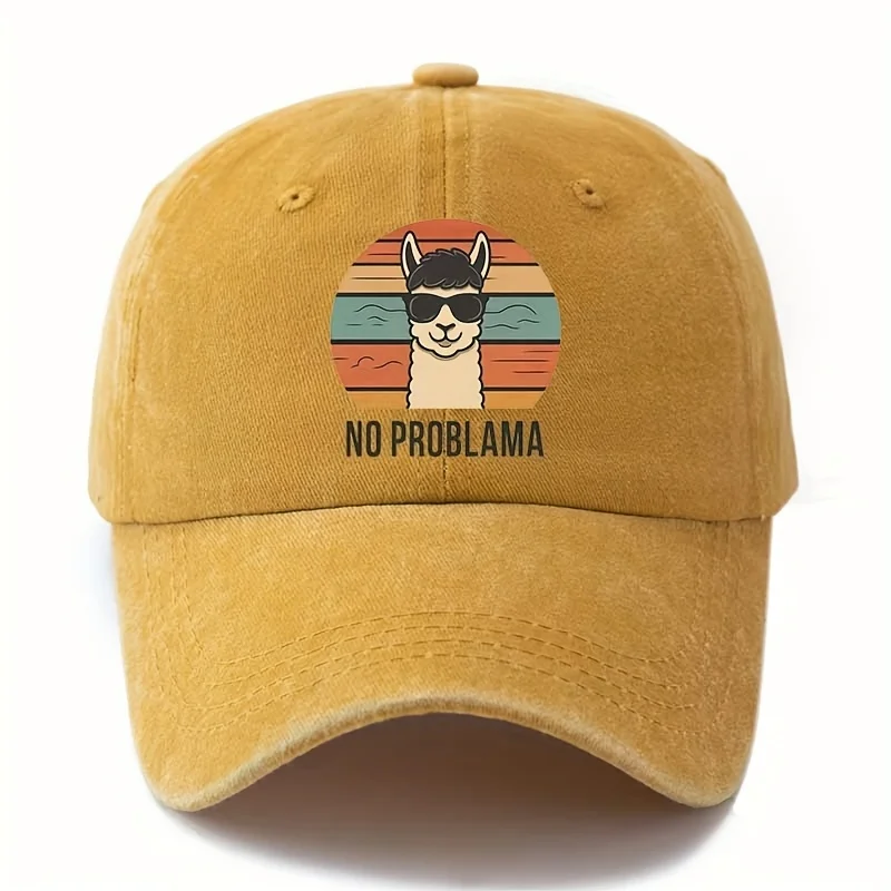 Gorra “No Problama” con llama estilosa y gafas de sol - Kf s d e a fc c - Ropa de festival