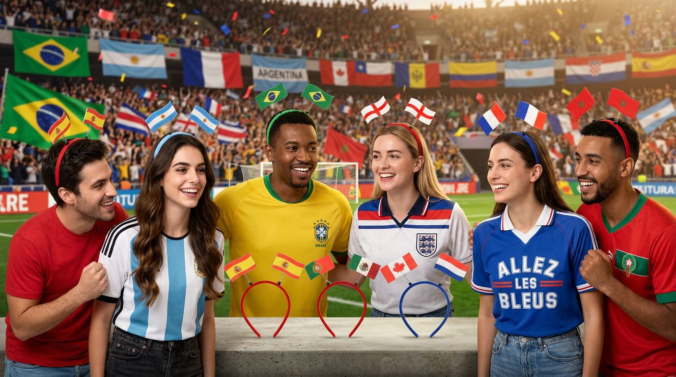 Cache cou de supporter avec drapeaux pour la coupe du monde - Tenue de festival
