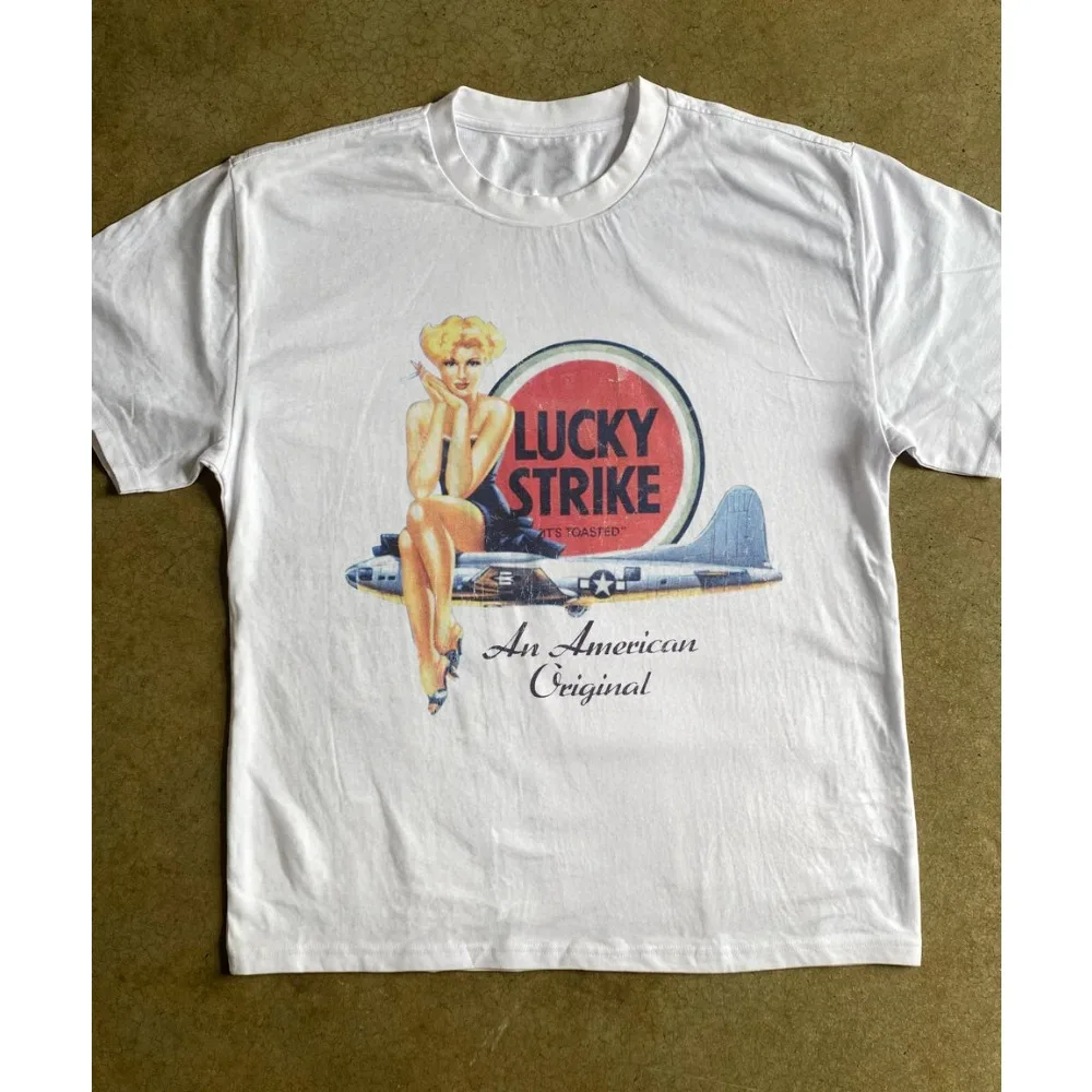 T-shirt “Lucky Strike” Pin-Up Aviation Vintage - Kf s b dc aa c bf be cdf q - Tenue de festival